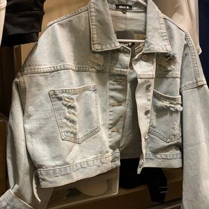 Distressed jean jacket
